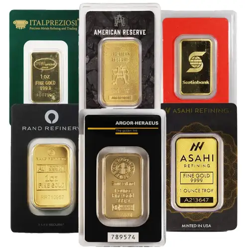 1oz Gold Bar - Generic Mix (5)